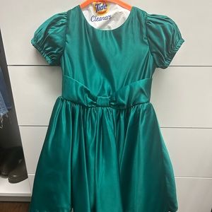 Janie and jack satin green  girls dress size 8